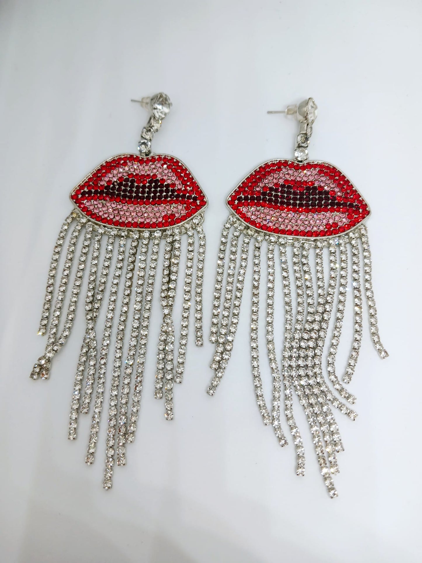 Rhinestone Big Lips Dangle Earrings
