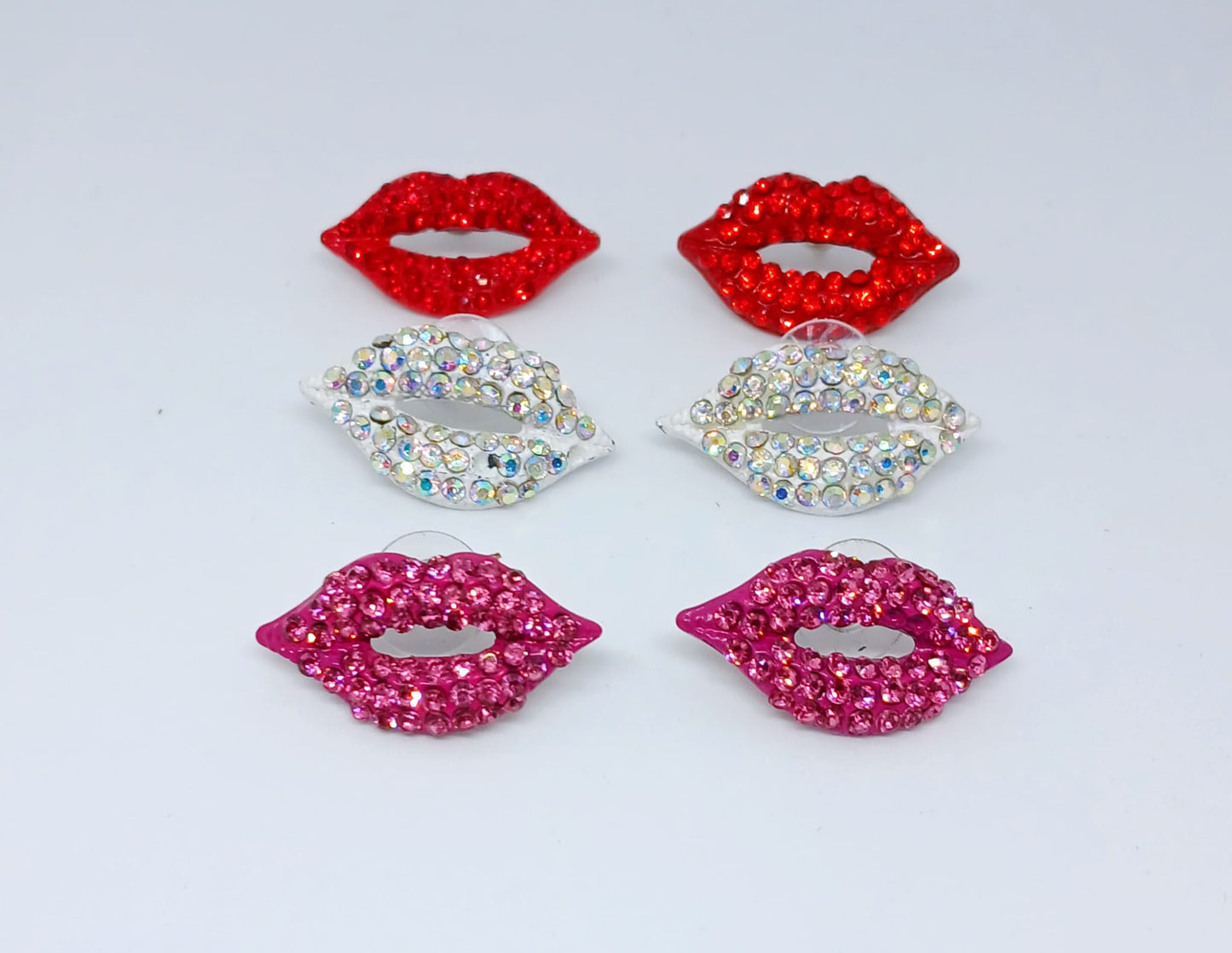 Rhinestone Lips Stud Earrings